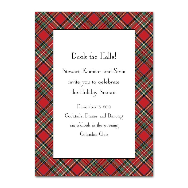 boatman geller plaid red invitation