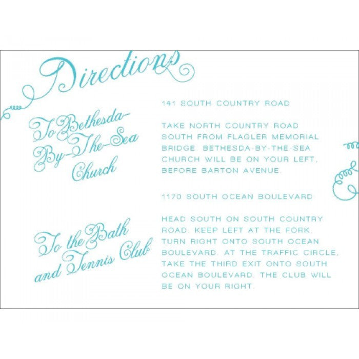 whitney & charles directions card