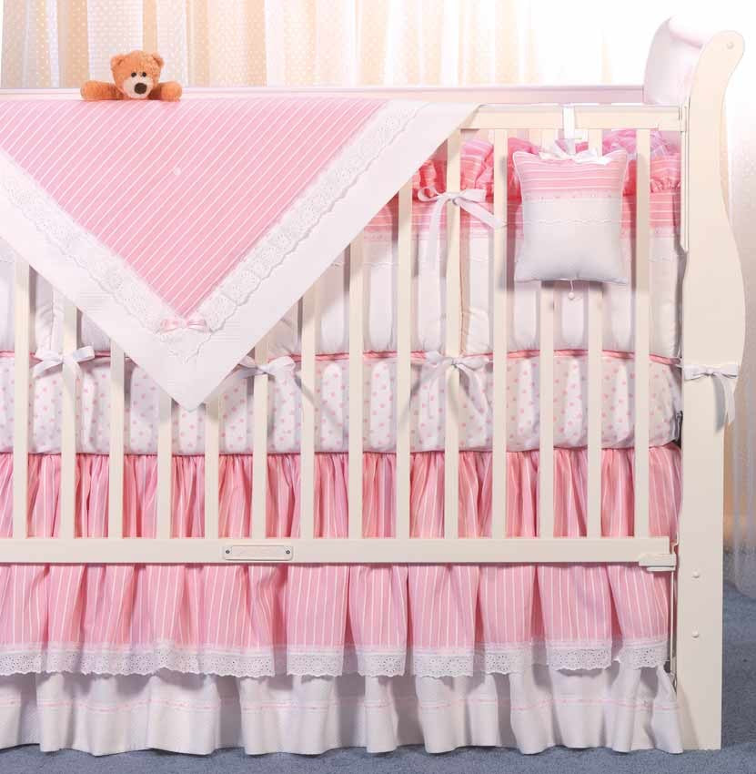 pink tuxedo stripe crib bedding by blauen