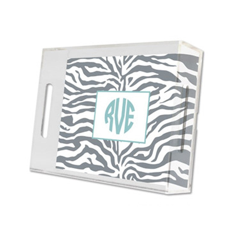 zebra gray lucite tray - small
