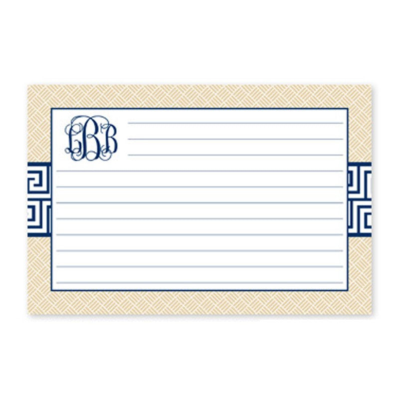 boatman geller greek key band navy recipe card
