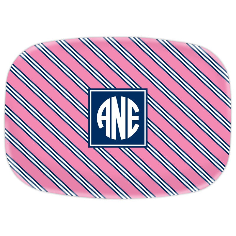 boatman geller repp tie pink & navy platter