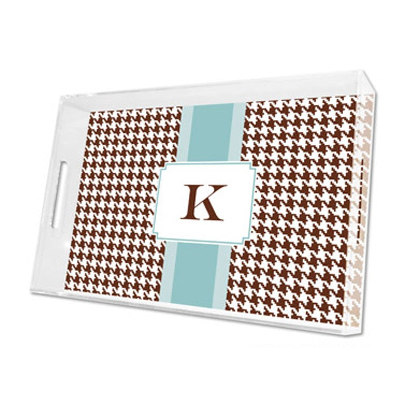 alex houndstooth chocolate lucite tray - large