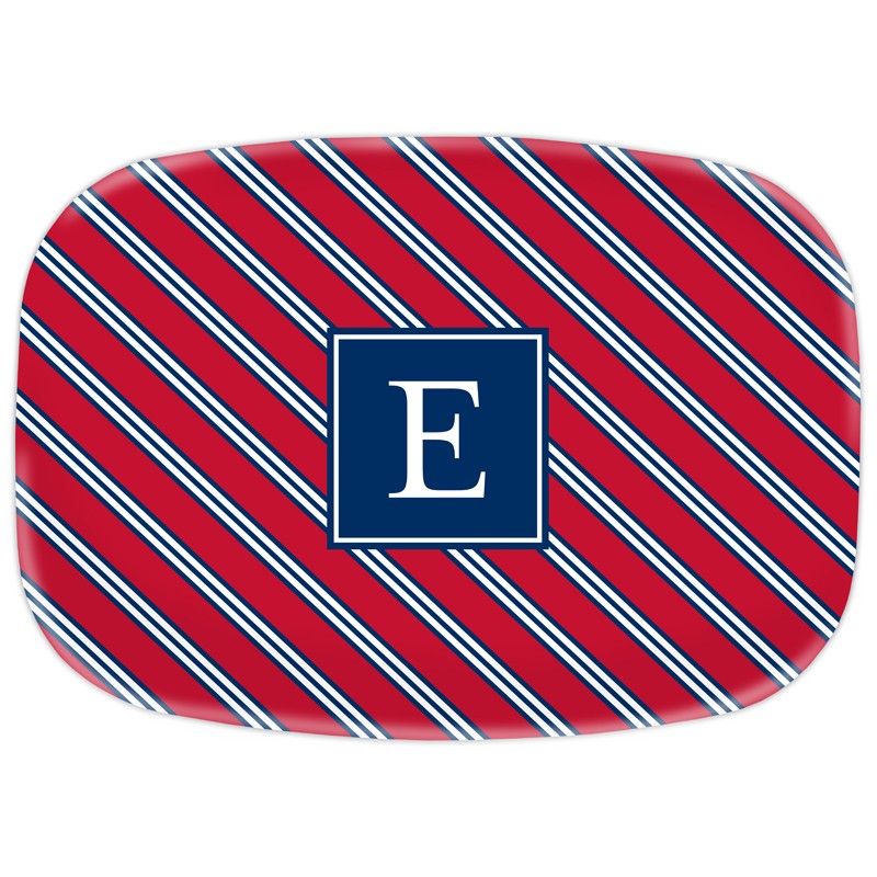 boatman geller repp tie red & navy platter