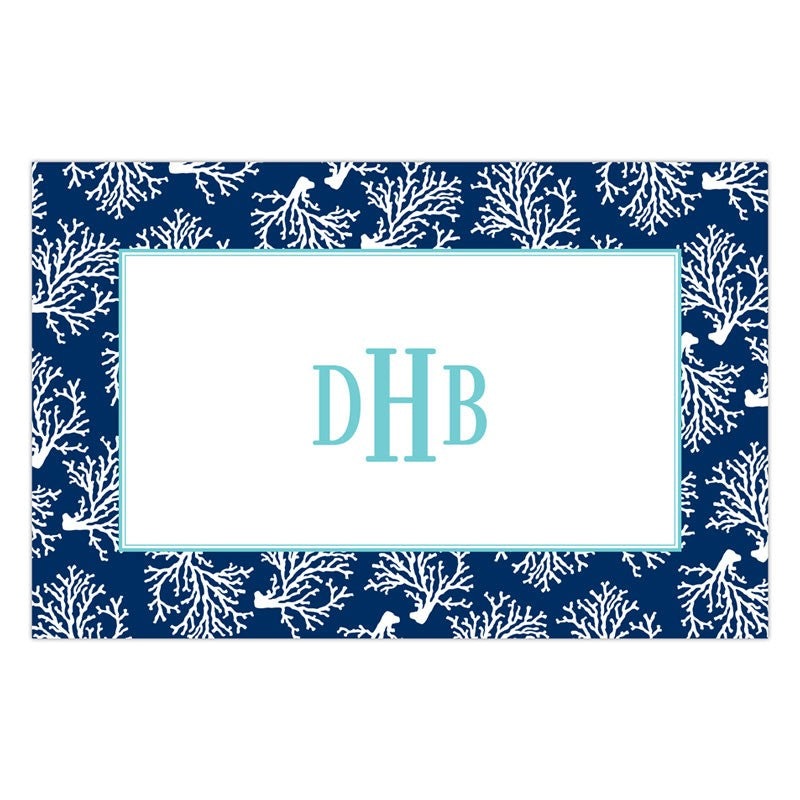 boatman geller coral repeat navy placemat