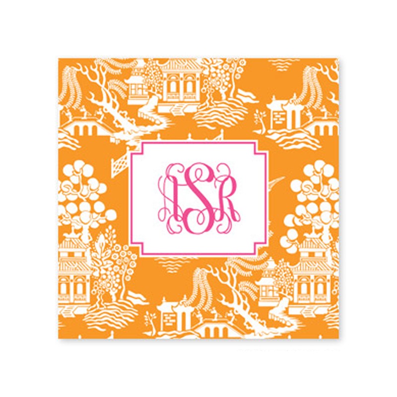 chinoiserie tangerine coaster square paper coaster set of 50