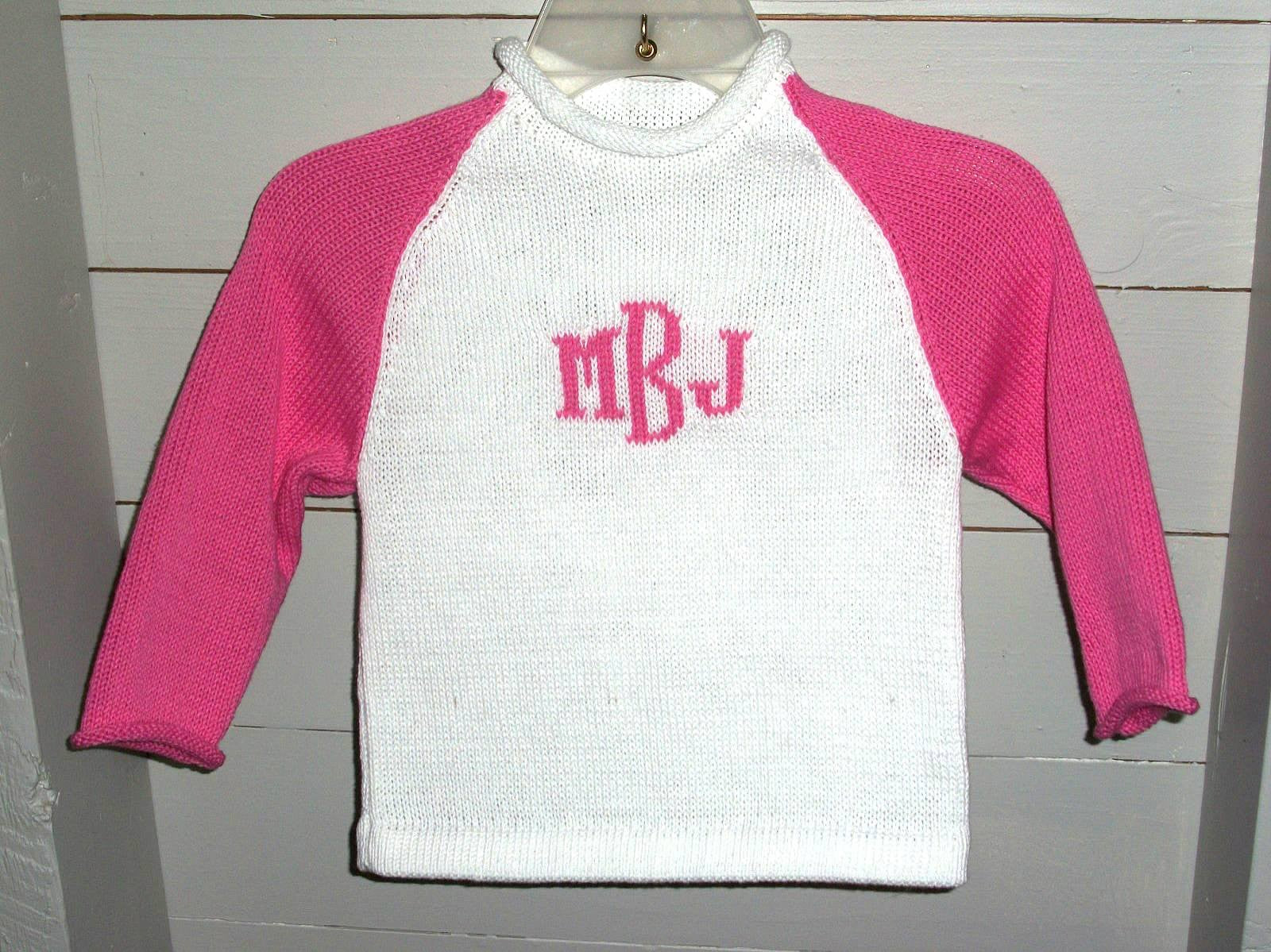 2 color raglan sweater with monogram