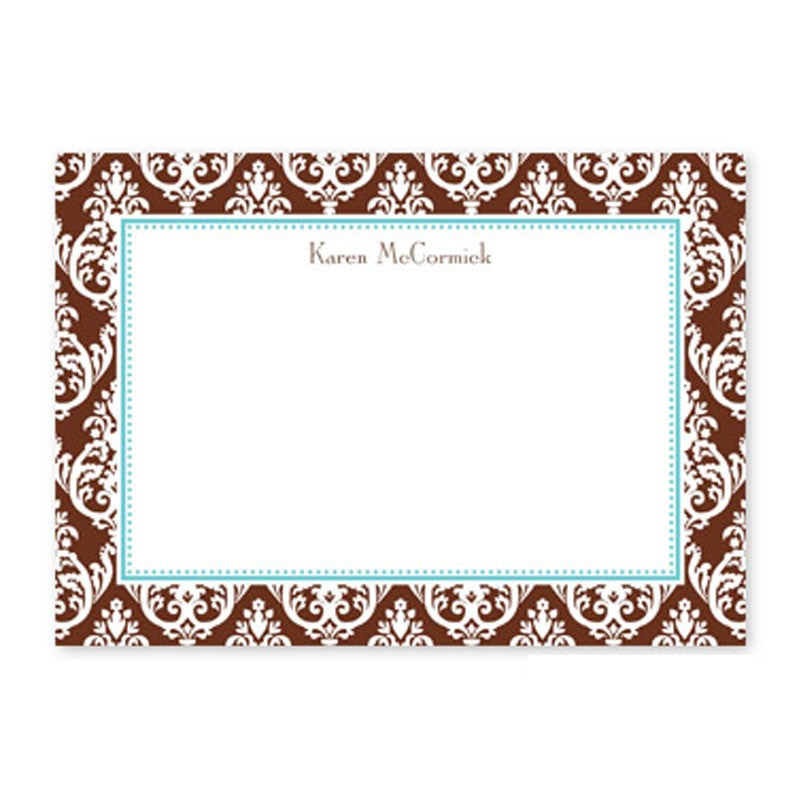 boatman geller madison damask chocolate large flat notecard