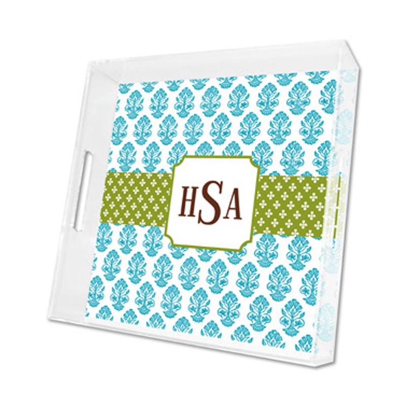 beti teal lucite tray - square