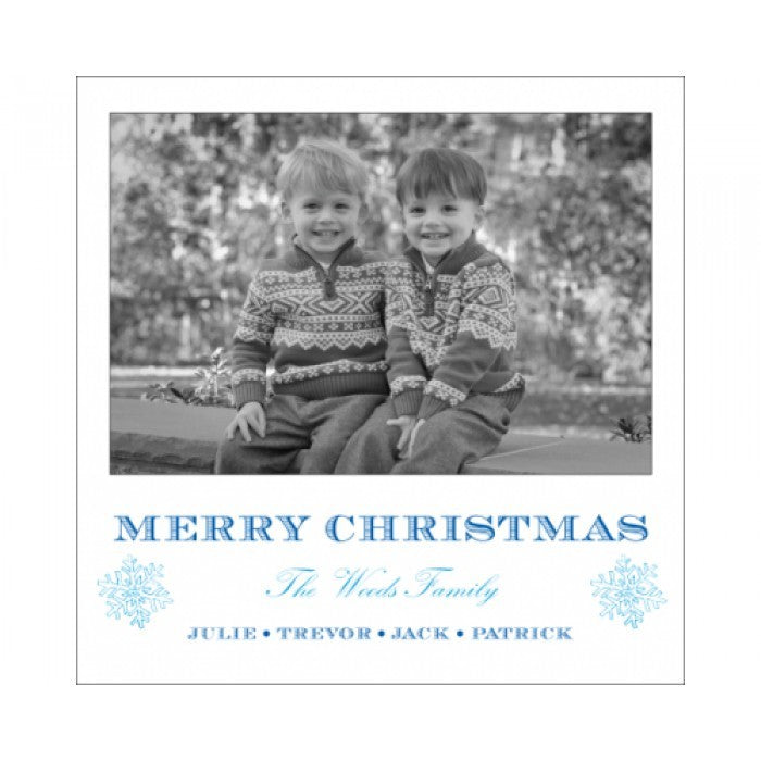 simple snowflake blue holiday cards