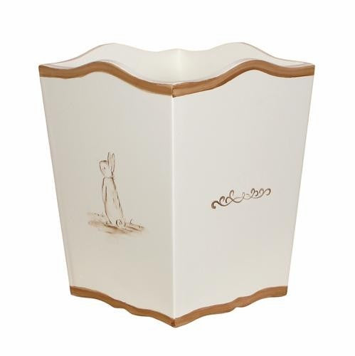 hand painted waste basket- petite moi bunnies