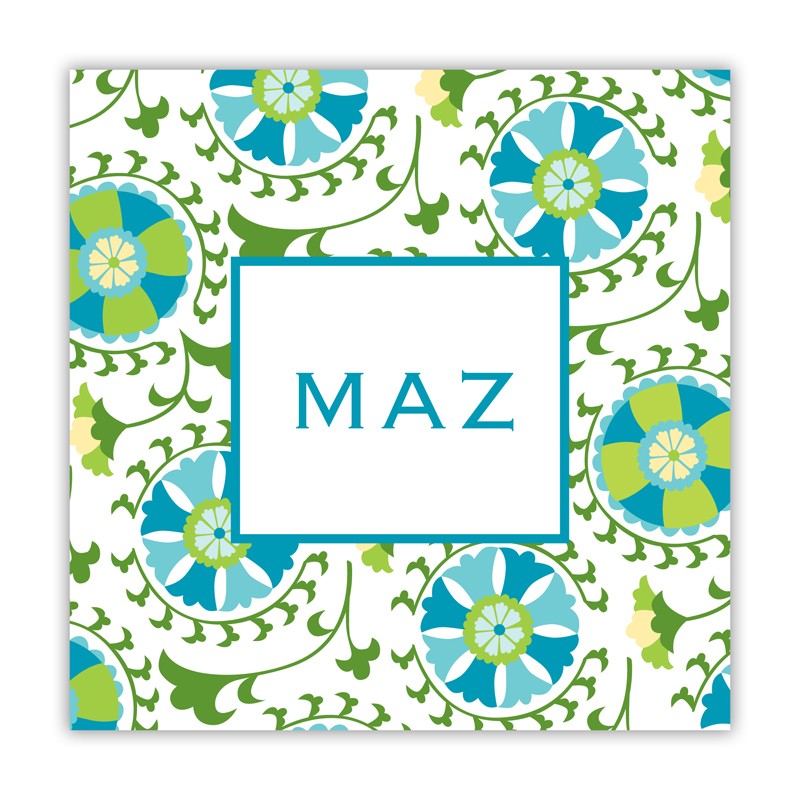 suzani teal square paper coaster set of 50