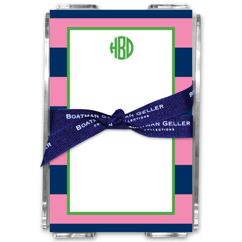 boatman geller rugby navy & pink acrylic note sheets