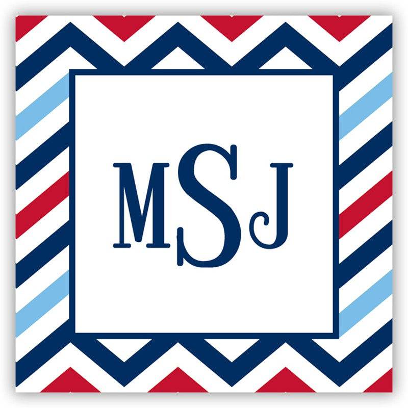 boatman geller chevron blue & red square sticker