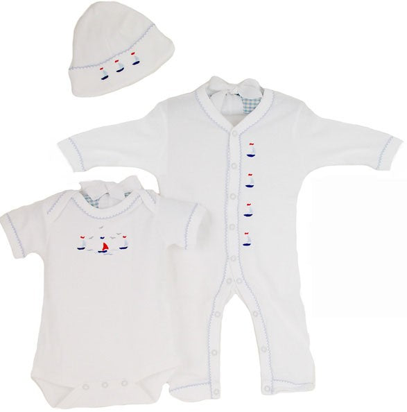sailing away embroidered layette set by gordonsbury