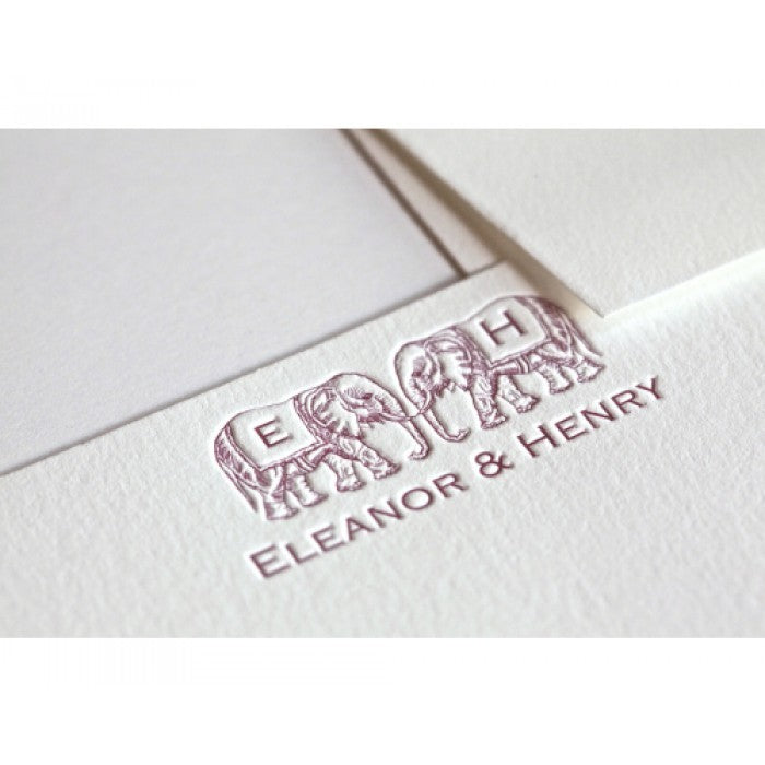 twin trunks elephant baby stationery