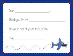 personalized thank you notes - airplane fill-in thank you