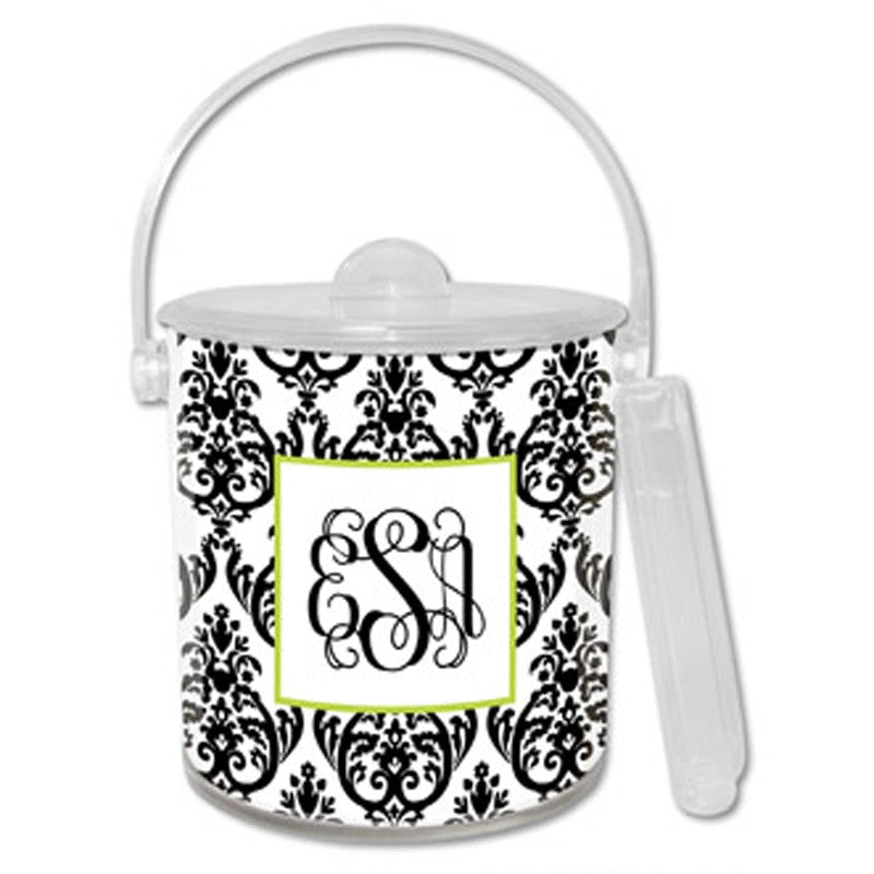 boatman geller madison damask white with black ice bucket