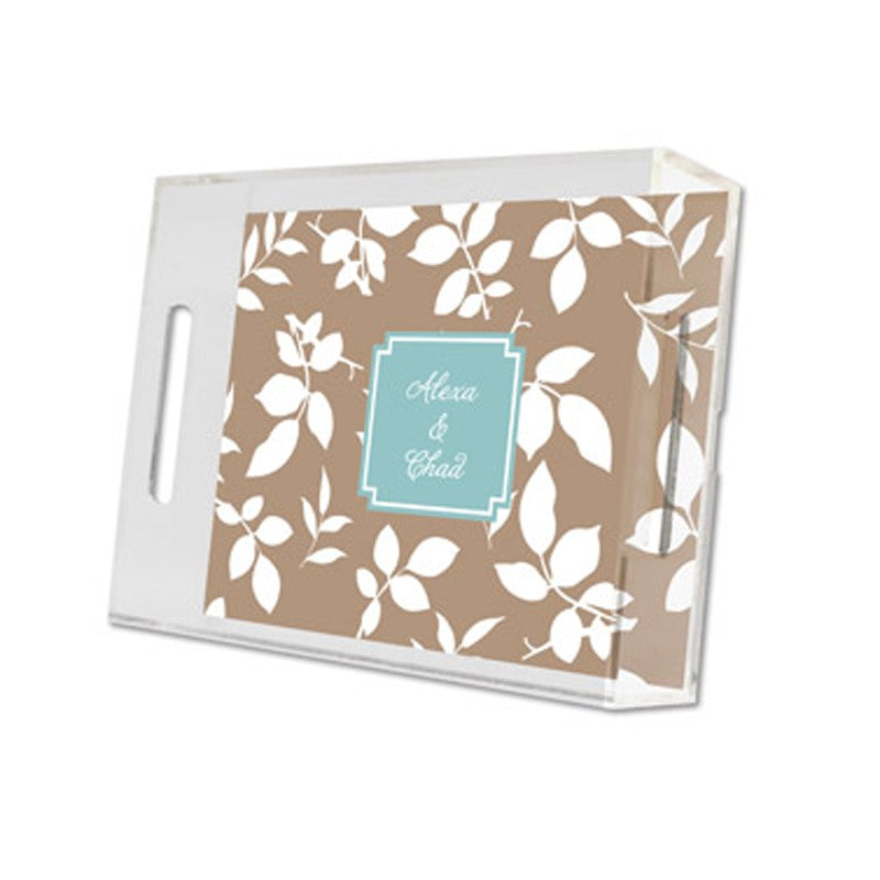 silo leaves mocha lucite tray - small