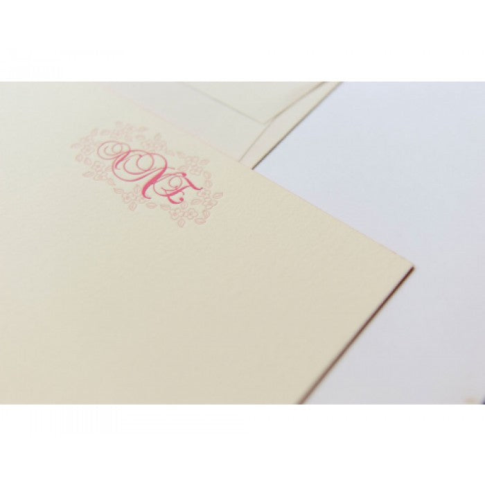 rose monogram social stationery
