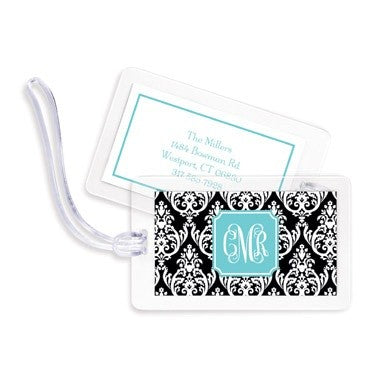 boatman geller madison damask black bag tags
