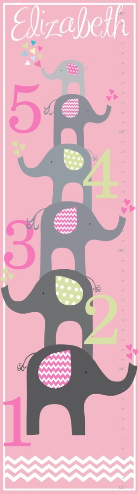 personalized girl elephant love canvas growth chart