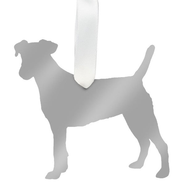 moon and lola jack russell terrier christmas ornament - silver