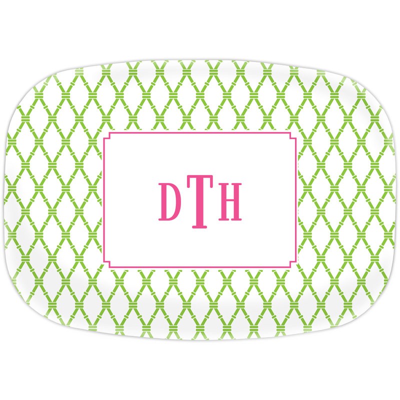 boatman geller bamboo green & raspberry platter