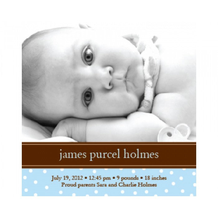 flat print baby announcement - darling dots blue