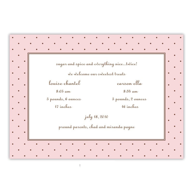 boatman geller dot pink with brown large flat notecard