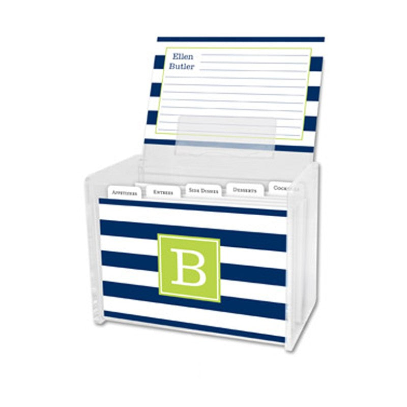 boatman geller awning stripe navy recipe box