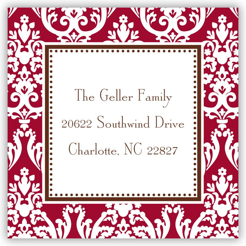 boatman geller madison damask chocolate square sticker