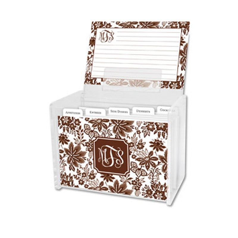 boatman geller classic floral brown recipe box