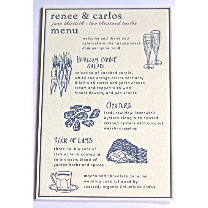 renee & carlos menu card