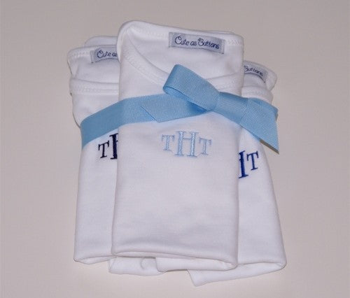 monogrammed baby bodysuits (set of 3)
