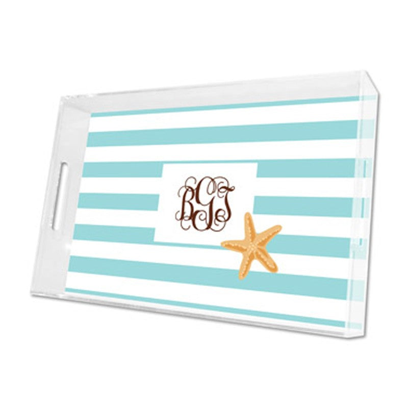 stripe starfish lucite tray - large