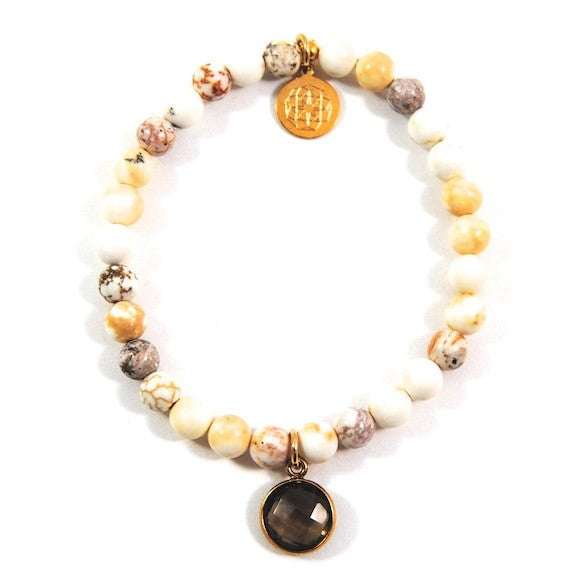 Ivory Howlite & Smoky Quartz Aria Bracelet