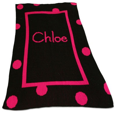 polka dot solid border name throw