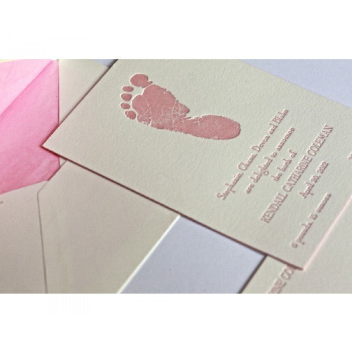 letterpress footprint baby announcement - kendall