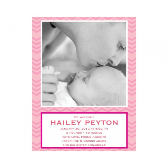 flat print baby announcement - baby waves pink
