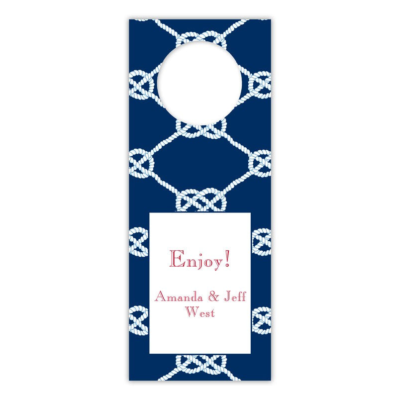 boatman geller nautical knot navy wine tags