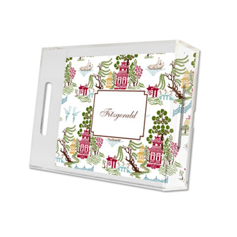 chinoiserie autumn lucite tray - small