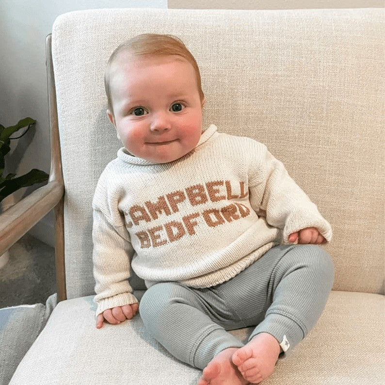 personalized two name baby sweater