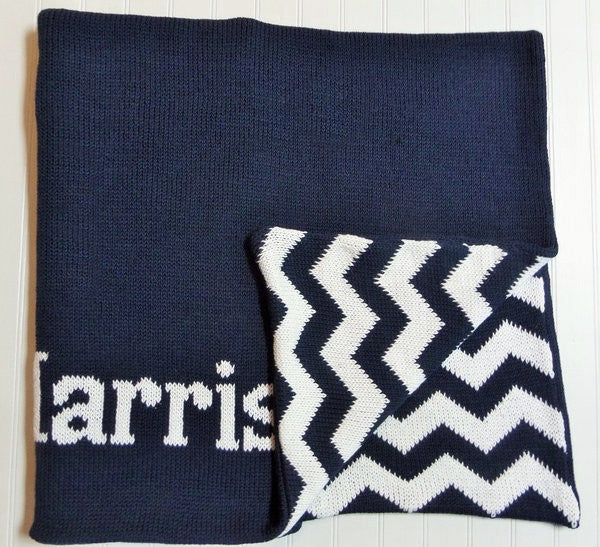 personalized chevron blanket
