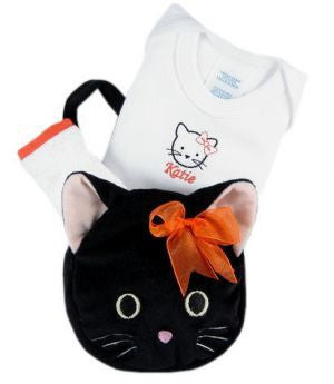 personalized baby halloween gift set - kitty cat