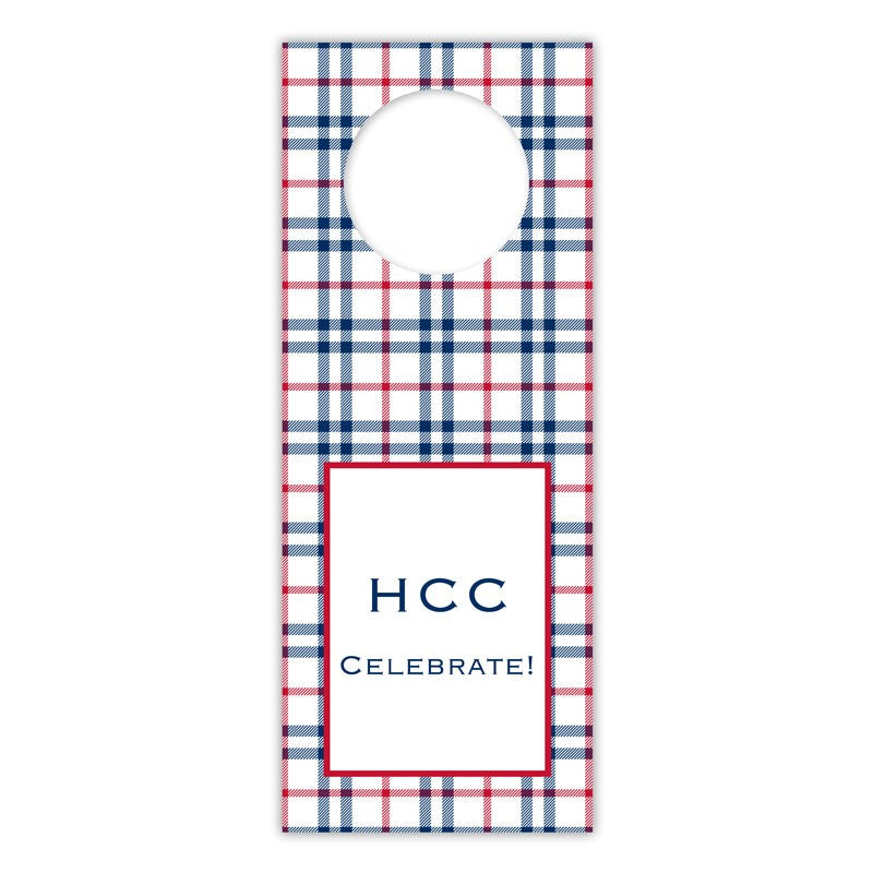 boatman geller miller check navy & red wine tags