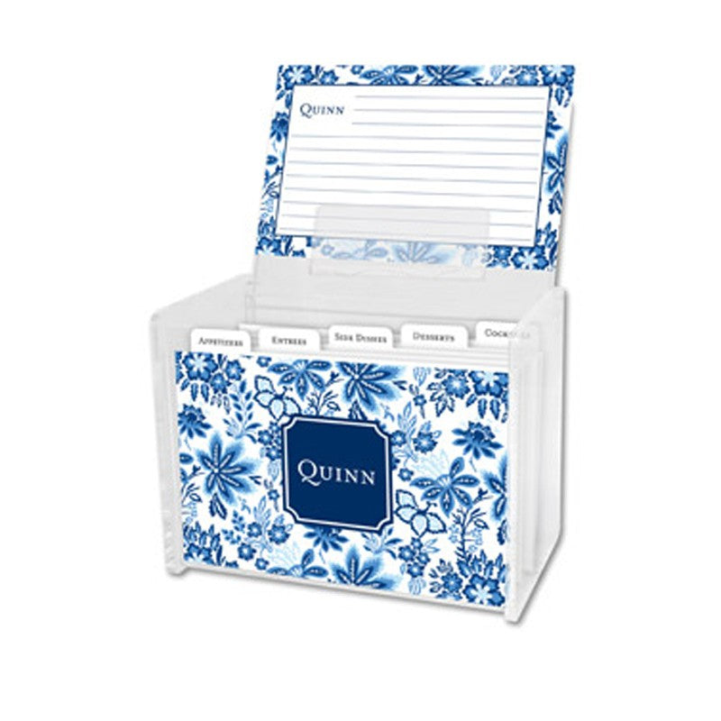 boatman geller classic floral blue recipe box
