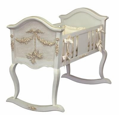 cherubini crib with caning (versailles finish, gold applique)