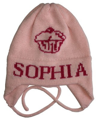personalized cupcake hat with earflaps