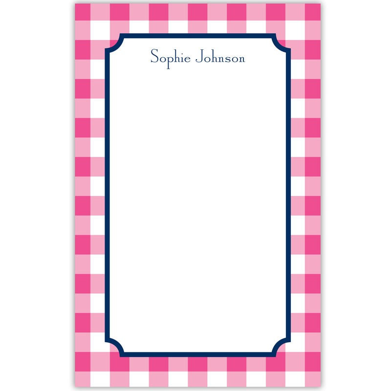 boatman geller classic check raspberry notepad